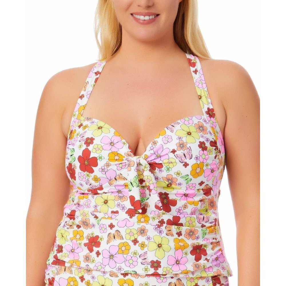 California Waves‎ Juniors Plus Size 1 16/18 Floral Molded Cup Tankini Top 2008